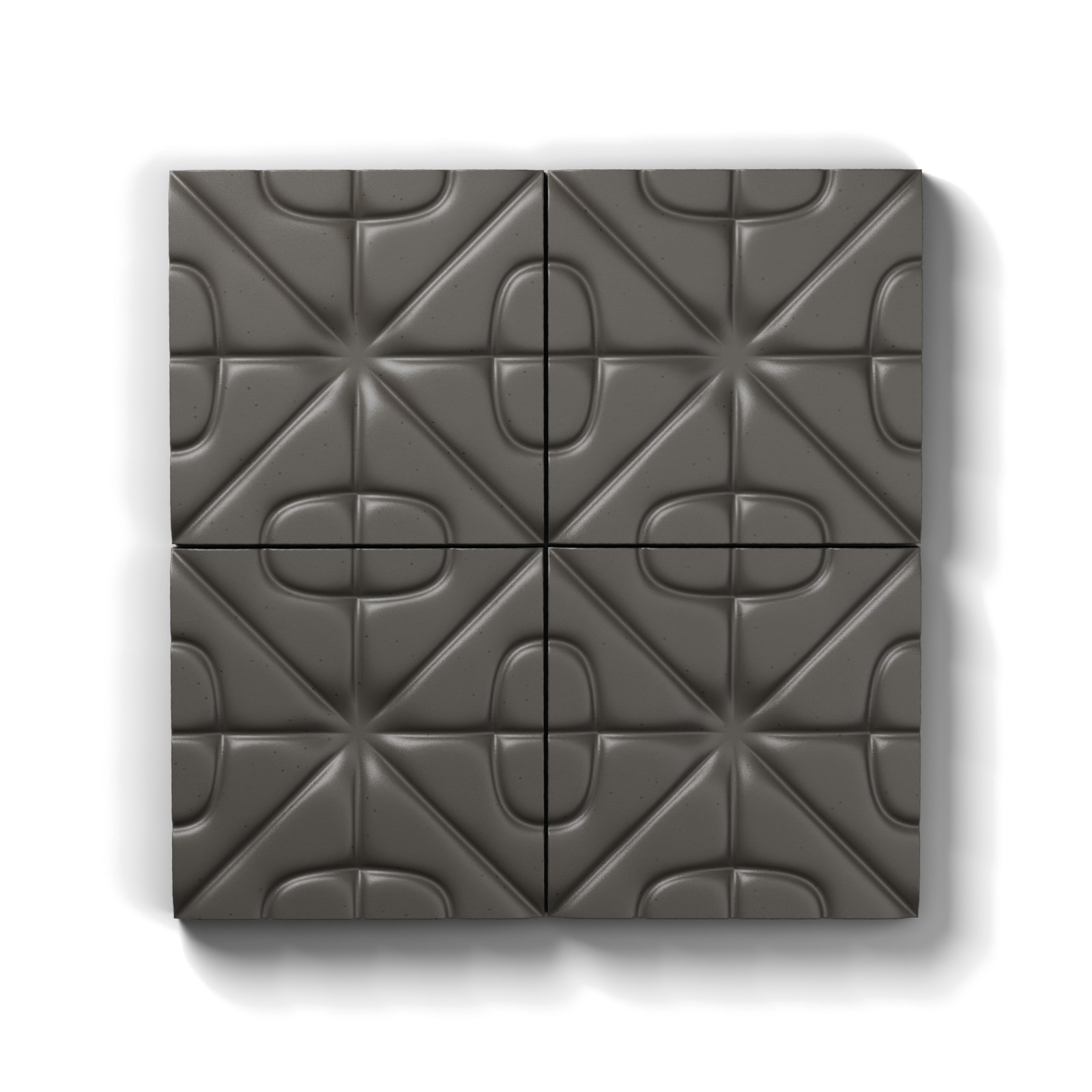 scoop in charcoal, four tiles viewed from the front