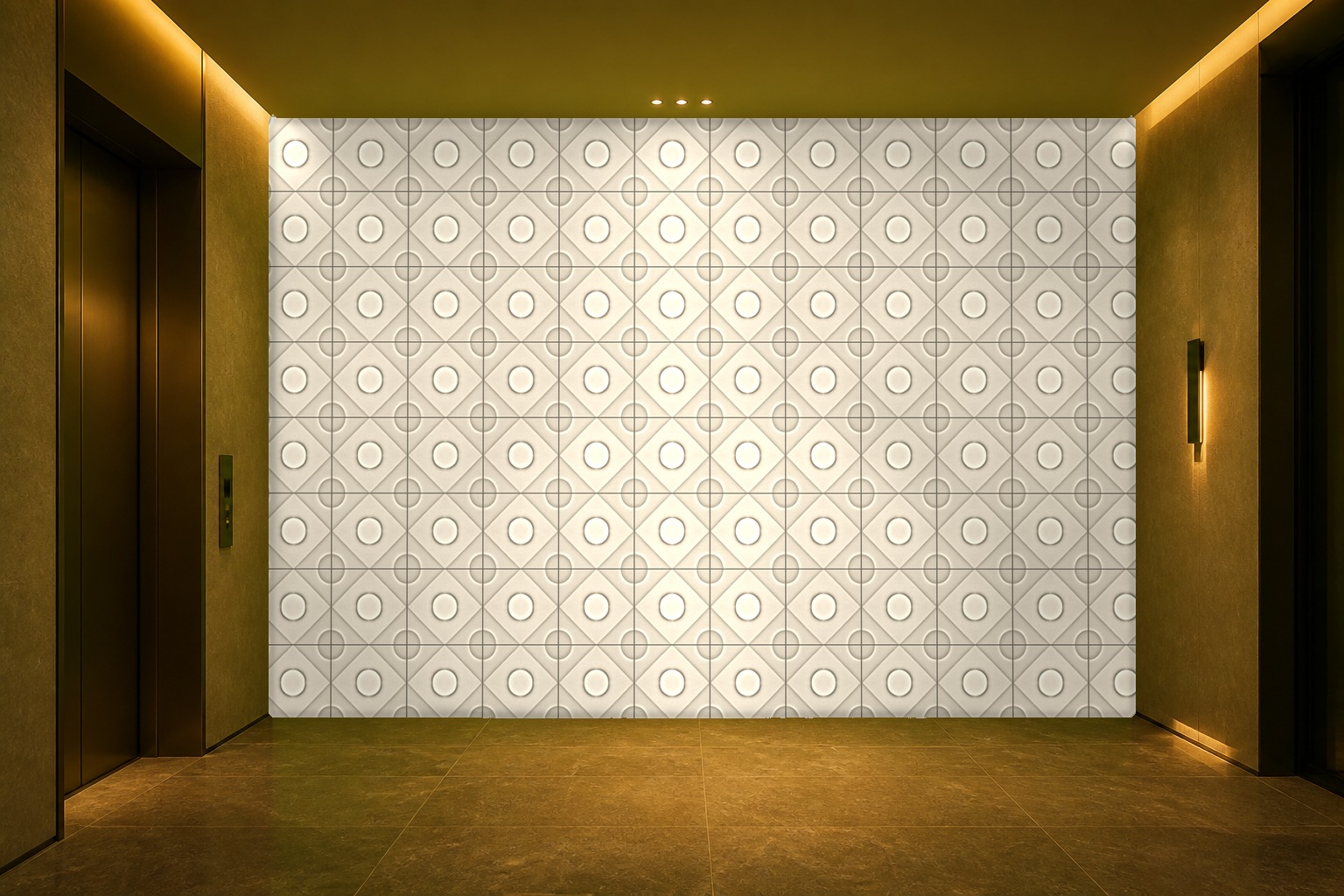open in white limestone — commercial room concept
