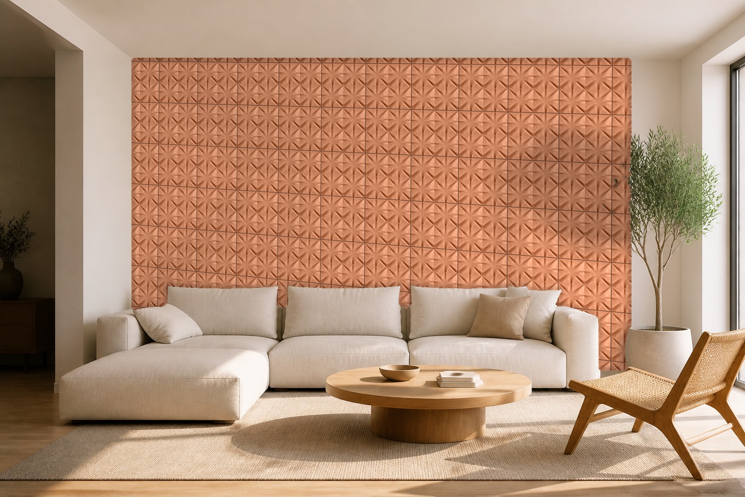 star in terracotta — fireplace room concept